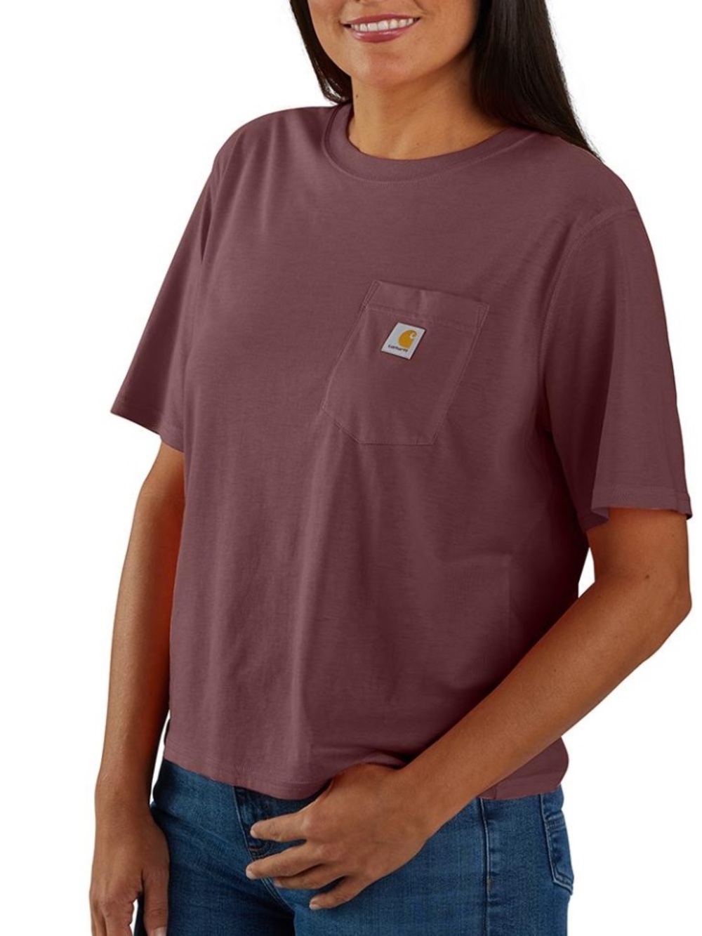 Carhartt Loose Fit Short Sleeve Pocket T-Shirt Crew Neck Tee Maroon NWT Large